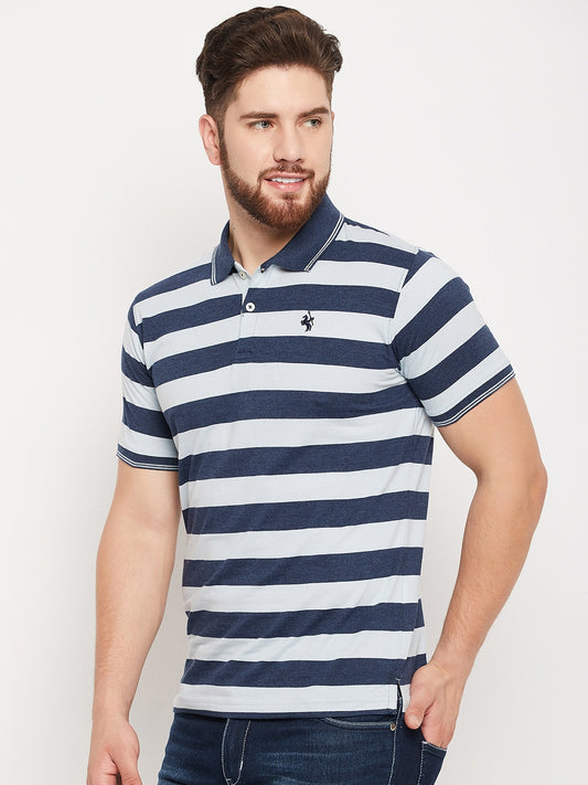 Cantabil Men Blue Melange Polo T-Shirt (7135095718027)