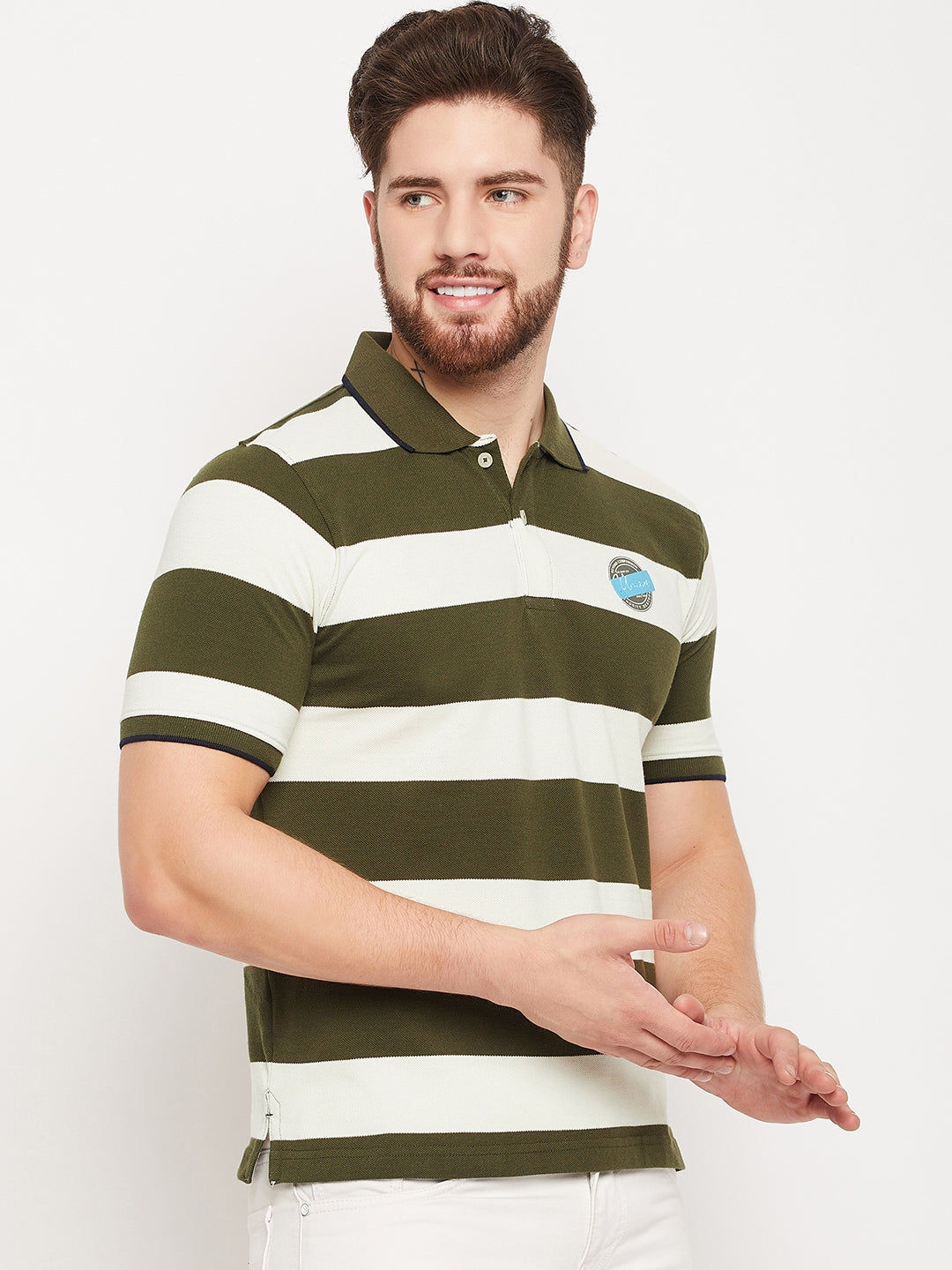 Cantabil Men Olive Polo T-Shirt (7135096045707)