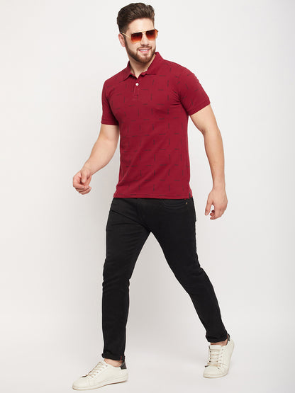 Cantabil Men Maroon Polo T-Shirt (7135099551883)