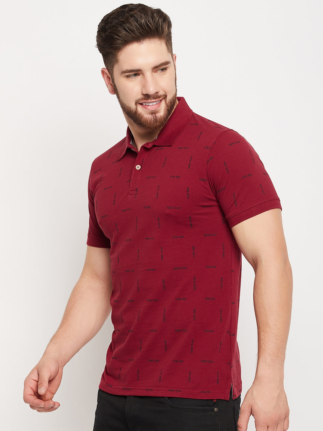 Cantabil Men Maroon Polo T-Shirt (7135099551883)