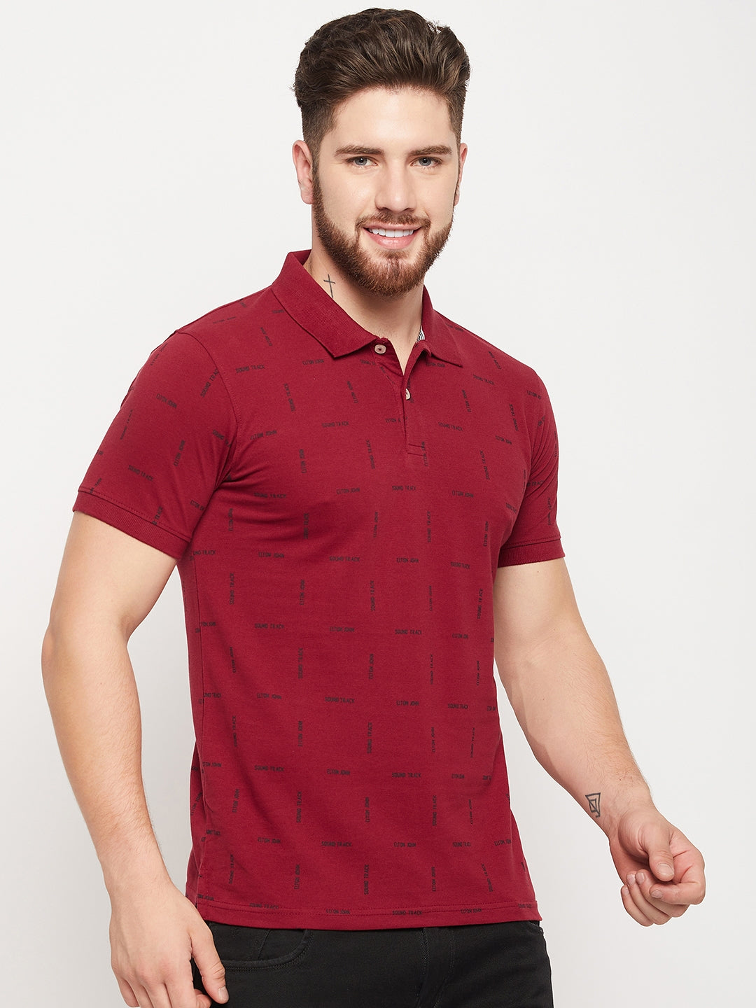 Cantabil Men Maroon Polo T-Shirt (7135099551883)