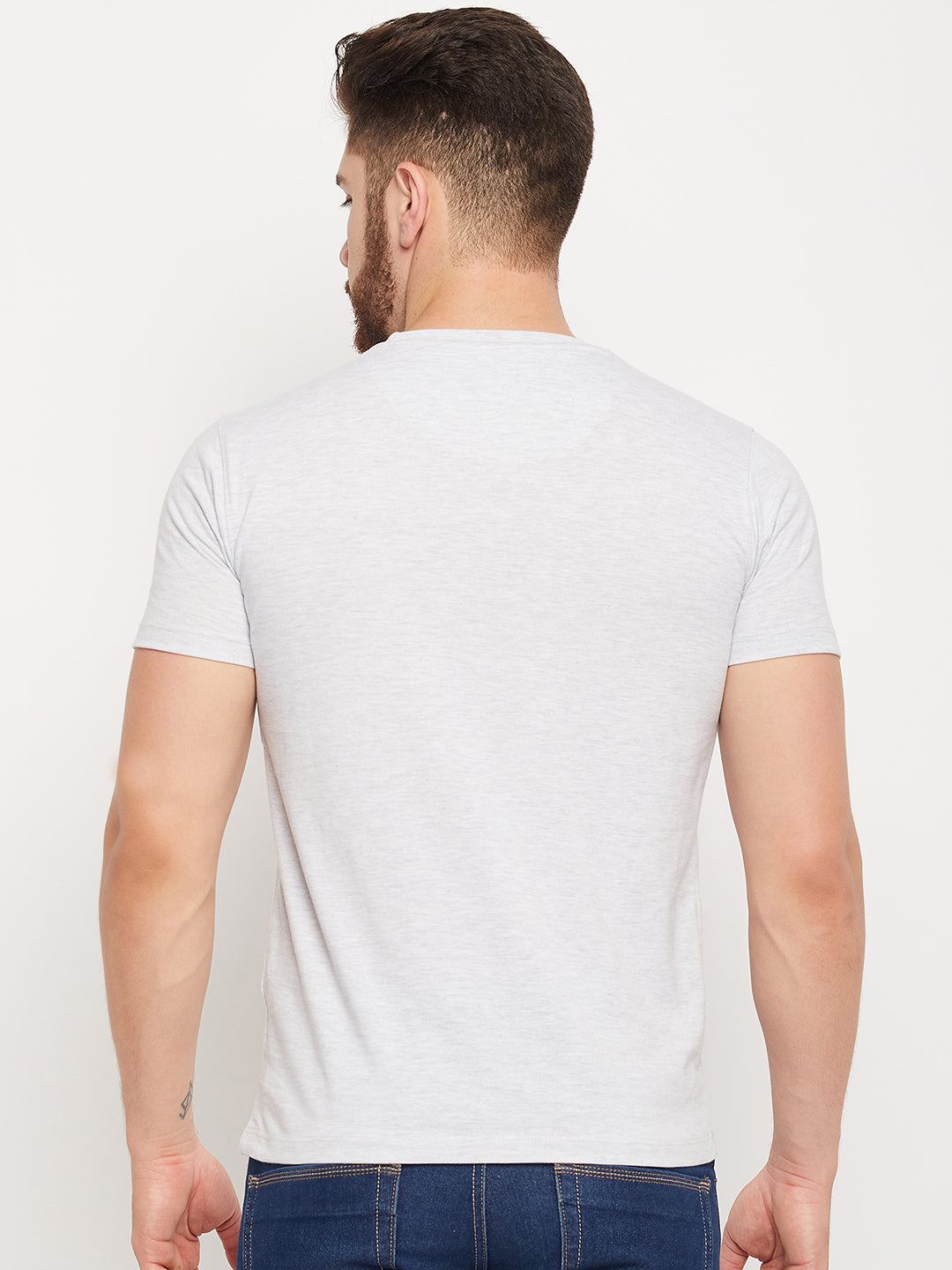 Cantabil Men Grey Melange Round Neck T-Shirt (7135118065803)