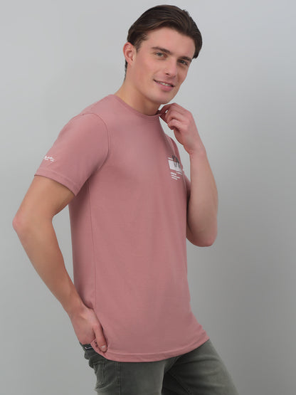 Men's Dusty Pink Round neck Half Sleeve T-Shirt