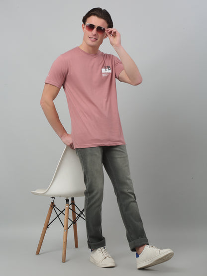 Men's Dusty Pink Round neck Half Sleeve T-Shirt