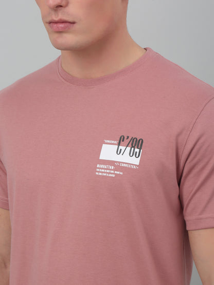 Men's Dusty Pink Round neck Half Sleeve T-Shirt