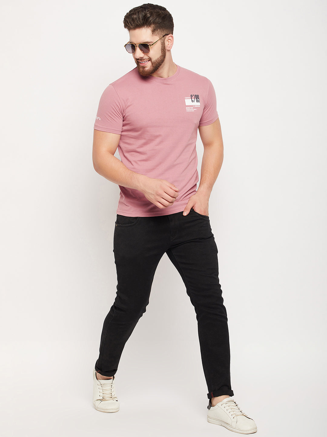 Cantabil Men Dusty Pink T-Shirt (7135509512331)