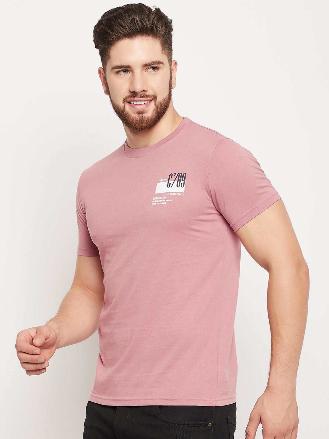 Cantabil Men Dusty Pink T-Shirt (7135509512331)