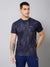 Cantabil Regular Fit Printed Round Neck Half Sleeve Black Active Wear T-Shirt for Men