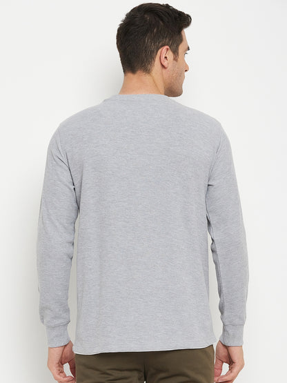 Solid Grey Full Sleeves Round Neck Regular Fit Casual Sweatshirt for Men