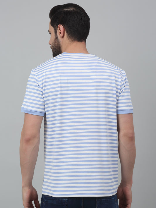 T-Shirt for Men | Breathable & Soft with Color Fastness Regular Fit Round Neck Poly Cotton Fabric Striped Pattern