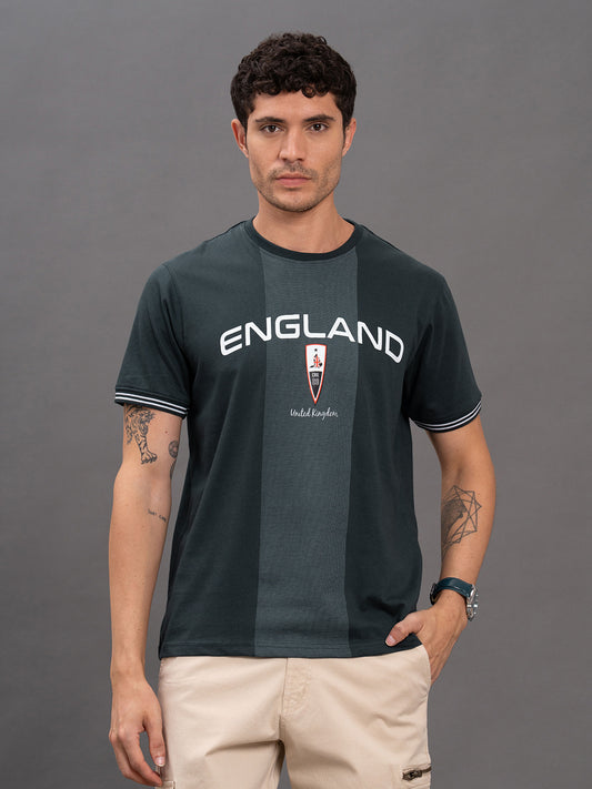 Men's Navy Regular Fit Printed Half Sleeve Casual T-Shirt