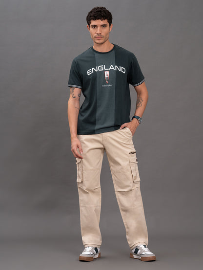 Men's Navy Regular Fit Printed Half Sleeve Casual T-Shirt