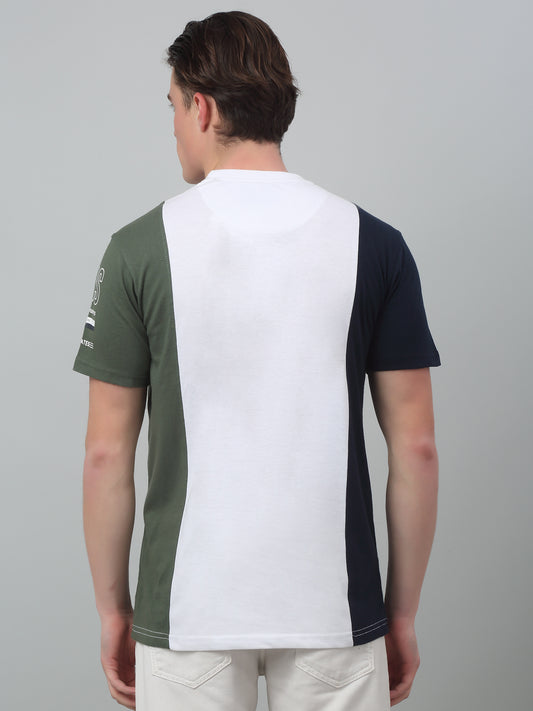 T-Shirt for Men | Breathable & Soft with Color Fastness Regular Fit Round Neck Poly Cotton Fabric Colour Block Pattern