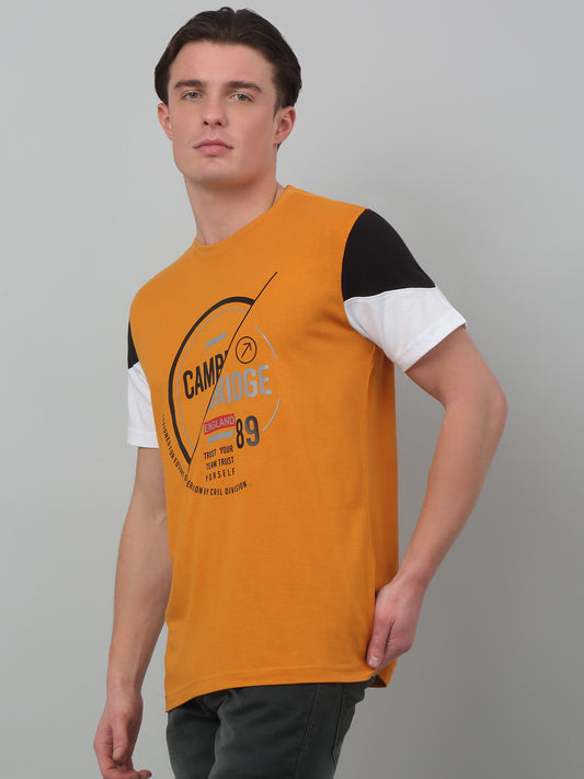 T-Shirt for Men | Breathable & Soft with Color Fastness Regular Fit Round Neck Poly Cotton Fabric Printed Pattern
