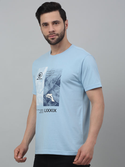 T-Shirt for Men | Breathable & Soft with Color Fastness Regular Fit Round Neck Poly Cotton Fabric Printed Pattern
