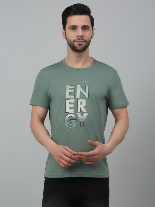 T-Shirt for Men | Breathable & Soft with Color Fastness Regular Fit Round Neck Poly Cotton Fabric Printed Pattern