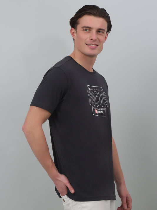 T-Shirt for Men | Breathable & Soft with Color Fastness Regular Fit Round Neck Poly Cotton Fabric Printed Pattern