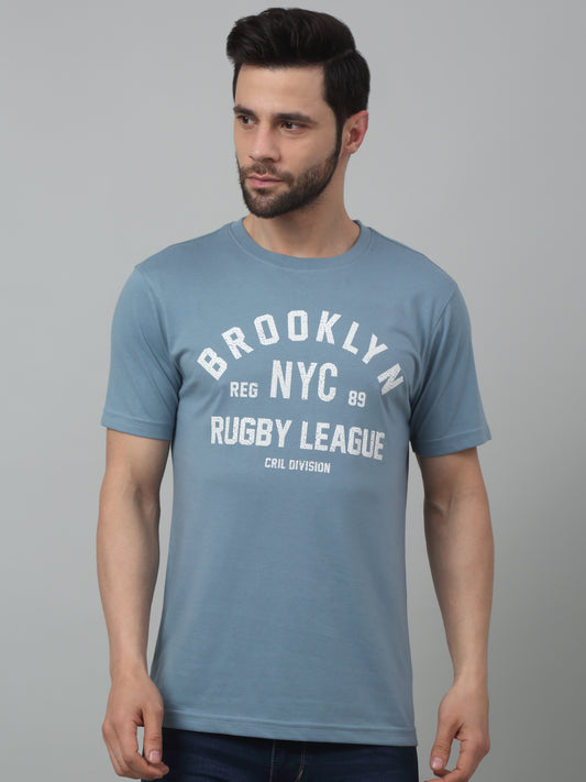 T-Shirt for Men | Breathable & Soft with Color Fastness Regular Fit Round Neck Poly Cotton Fabric Printed Pattern