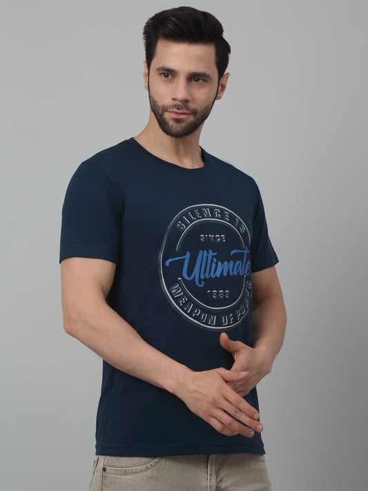 T-Shirt for Men | Breathable & Soft with Color Fastness Regular Fit Round Neck Poly Cotton Fabric Printed Pattern