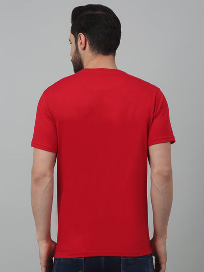 T-Shirt for Men | Breathable & Soft with Color Fastness Regular Fit Round Neck Poly Cotton Fabric Printed Pattern