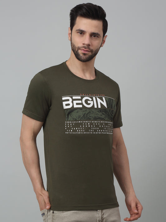 T-Shirt for Men | Breathable & Soft with Color Fastness Regular Fit Round Neck Poly Cotton Fabric Printed Pattern