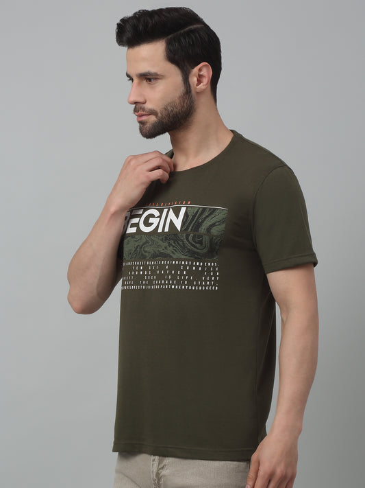 T-Shirt for Men | Breathable & Soft with Color Fastness Regular Fit Round Neck Poly Cotton Fabric Printed Pattern