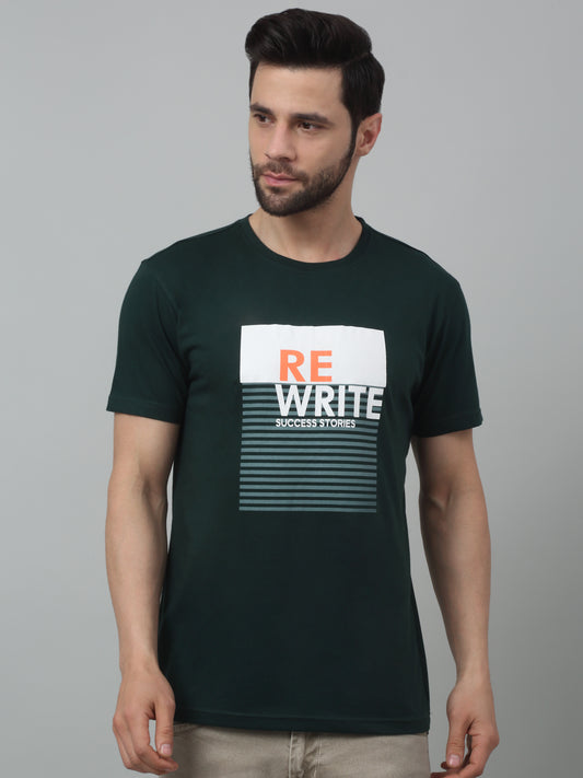 T-Shirt for Men | Breathable & Soft with Color Fastness Regular Fit Round Neck Poly Cotton Fabric Printed Pattern