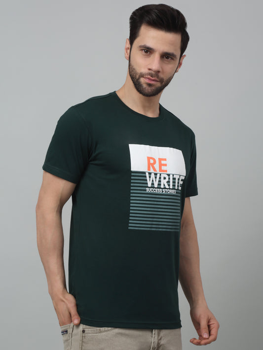 T-Shirt for Men | Breathable & Soft with Color Fastness Regular Fit Round Neck Poly Cotton Fabric Printed Pattern