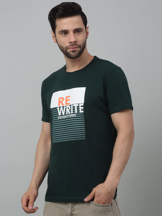 T-Shirt for Men | Breathable & Soft with Color Fastness Regular Fit Round Neck Poly Cotton Fabric Printed Pattern