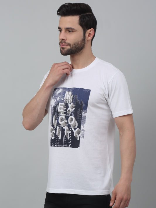 T-Shirt for Men | Breathable & Soft with Color Fastness Regular Fit Round Neck Poly Cotton Fabric Printed Pattern