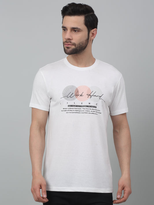 T-Shirt for Men | Breathable & Soft with Color Fastness Regular Fit Round Neck Poly Cotton Fabric Printed Pattern