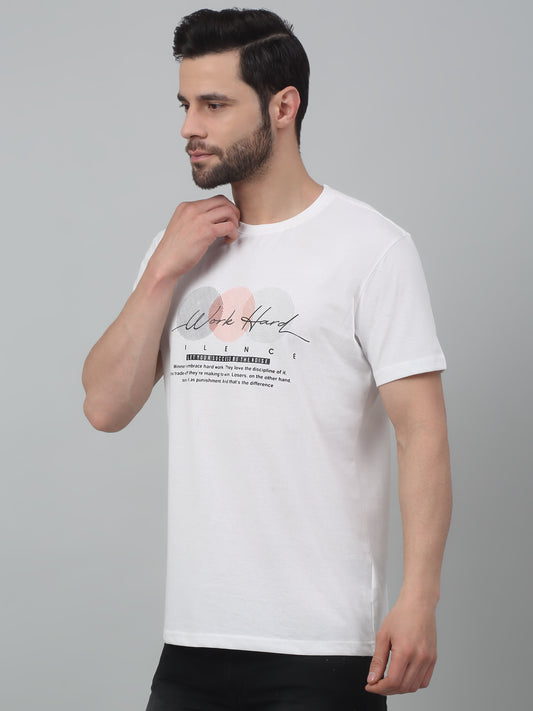 T-Shirt for Men | Breathable & Soft with Color Fastness Regular Fit Round Neck Poly Cotton Fabric Printed Pattern