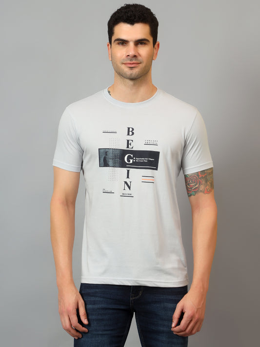 T-Shirt for Men | Breathable & Soft with Color Fastness Regular Fit Round Neck Poly Cotton Fabric Printed Pattern