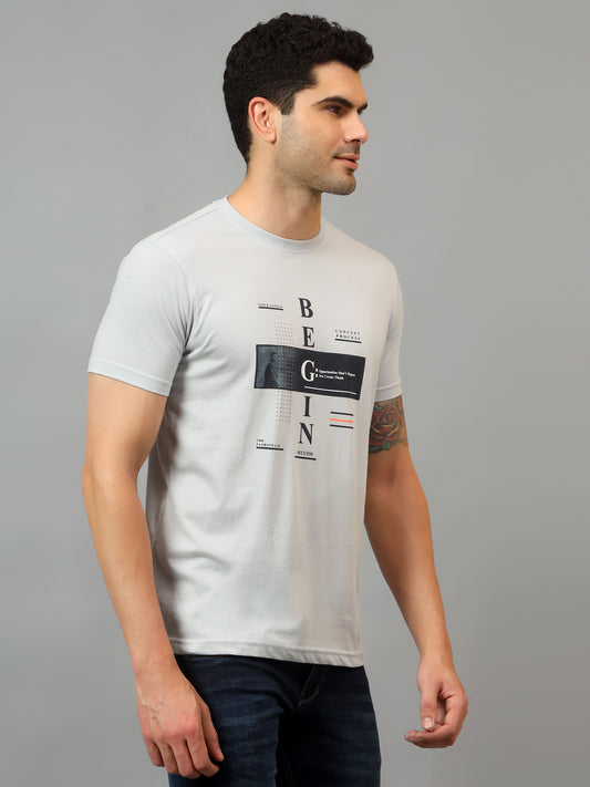 T-Shirt for Men | Breathable & Soft with Color Fastness Regular Fit Round Neck Poly Cotton Fabric Printed Pattern