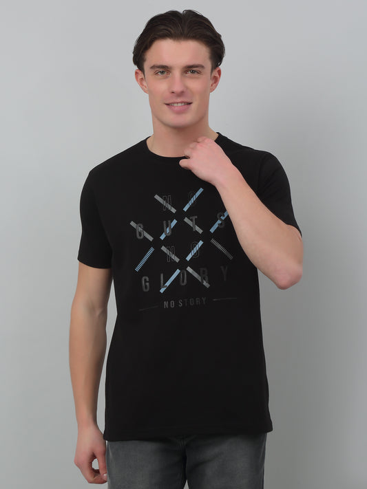 T-Shirt for Men | Breathable & Soft with Color Fastness Regular Fit Round Neck Poly Cotton Fabric Printed Pattern