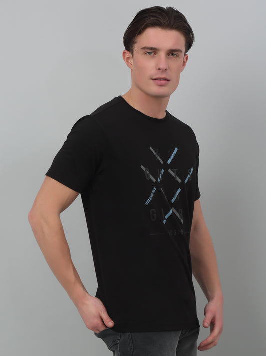 T-Shirt for Men | Breathable & Soft with Color Fastness Regular Fit Round Neck Poly Cotton Fabric Printed Pattern