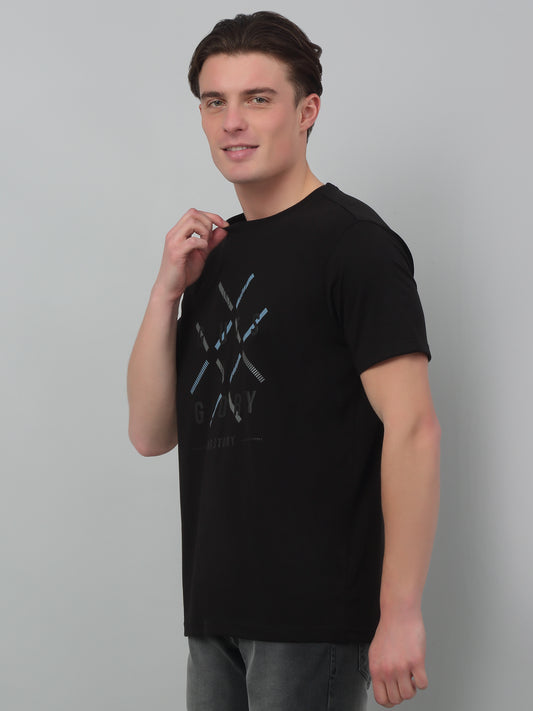 T-Shirt for Men | Breathable & Soft with Color Fastness Regular Fit Round Neck Poly Cotton Fabric Printed Pattern