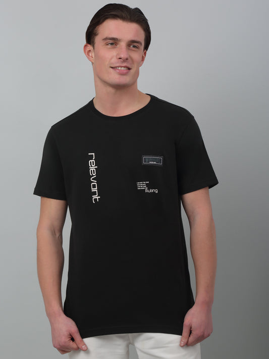 T-Shirt for Men | Breathable & Soft with Color Fastness Regular Fit Round Neck Poly Cotton Fabric Printed Pattern