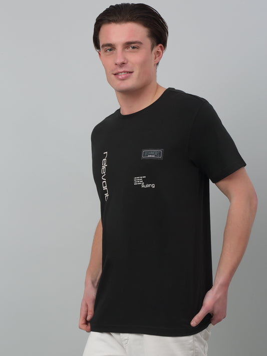 T-Shirt for Men | Breathable & Soft with Color Fastness Regular Fit Round Neck Poly Cotton Fabric Printed Pattern