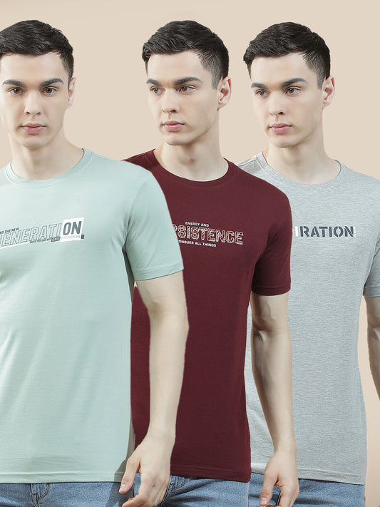 T-Shirt for Men | Breathable & Soft with Color Fastness Regular Fit Round Neck Poly Cotton Fabric Solid Pattern