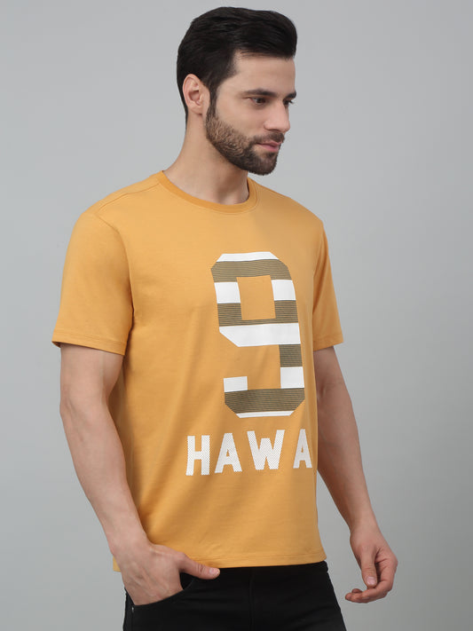 T-Shirt for Men | Breathable & Soft with Color Fastness Regular Fit Round Neck Cotton Blend Fabric Printed Pattern