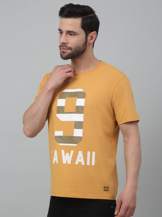 T-Shirt for Men | Breathable & Soft with Color Fastness Regular Fit Round Neck Cotton Blend Fabric Printed Pattern