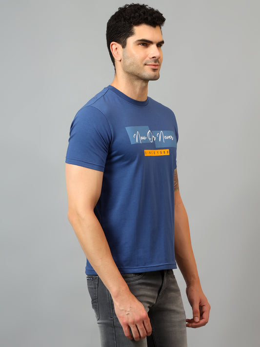 T-Shirt for Men | Breathable & Soft with Color Fastness Regular Fit Round Neck Cotton Blend Fabric Printed Pattern