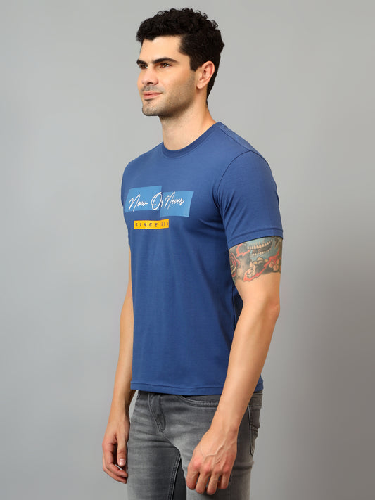 T-Shirt for Men | Breathable & Soft with Color Fastness Regular Fit Round Neck Cotton Blend Fabric Printed Pattern