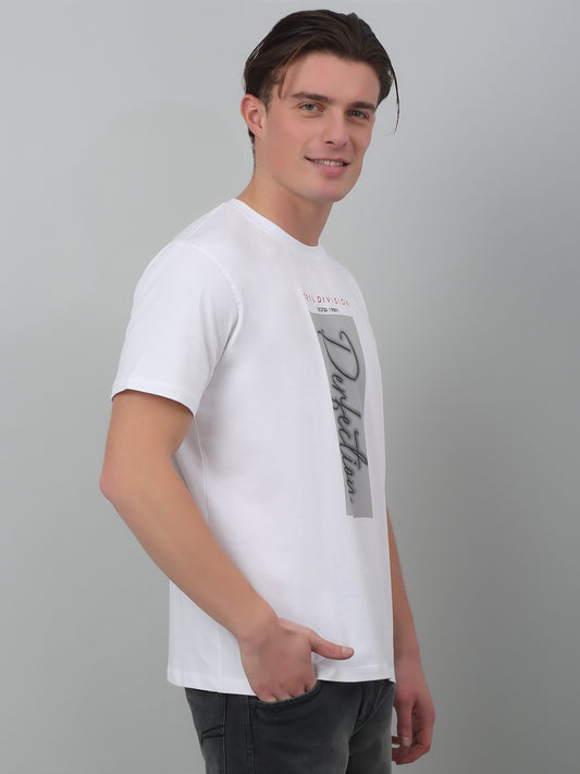 T-Shirt for Men | Breathable & Soft with Color Fastness Regular Fit Round Neck Cotton Blend Fabric Printed Pattern