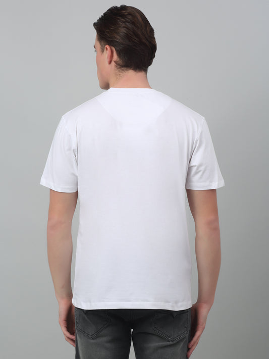 T-Shirt for Men | Breathable & Soft with Color Fastness Regular Fit Round Neck Cotton Blend Fabric Printed Pattern