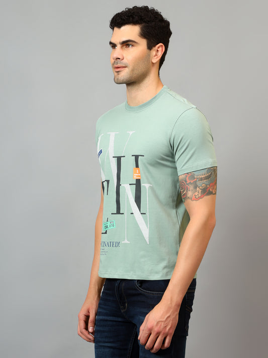 T-Shirt for Men | Breathable & Soft with Color Fastness Regular Fit Round Neck Cotton Blend Fabric Printed Pattern