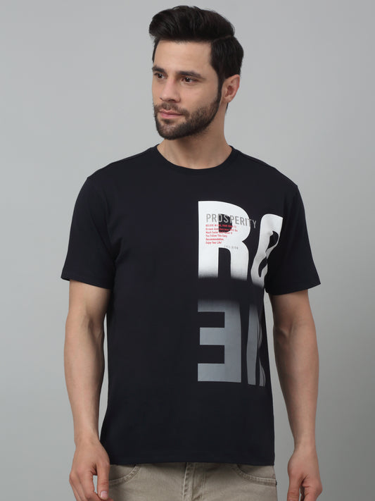 T-Shirt for Men | Breathable & Soft with Color Fastness Regular Fit Round Neck Cotton Blend Fabric Printed Pattern