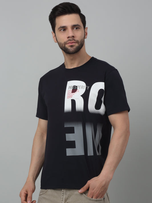 T-Shirt for Men | Breathable & Soft with Color Fastness Regular Fit Round Neck Cotton Blend Fabric Printed Pattern