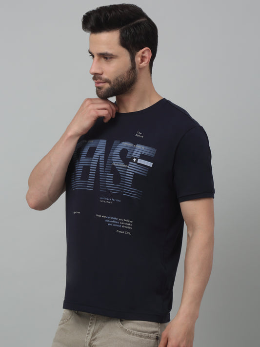 T-Shirt for Men | Breathable & Soft with Color Fastness Regular Fit Round Neck Cotton Blend Fabric Printed Pattern